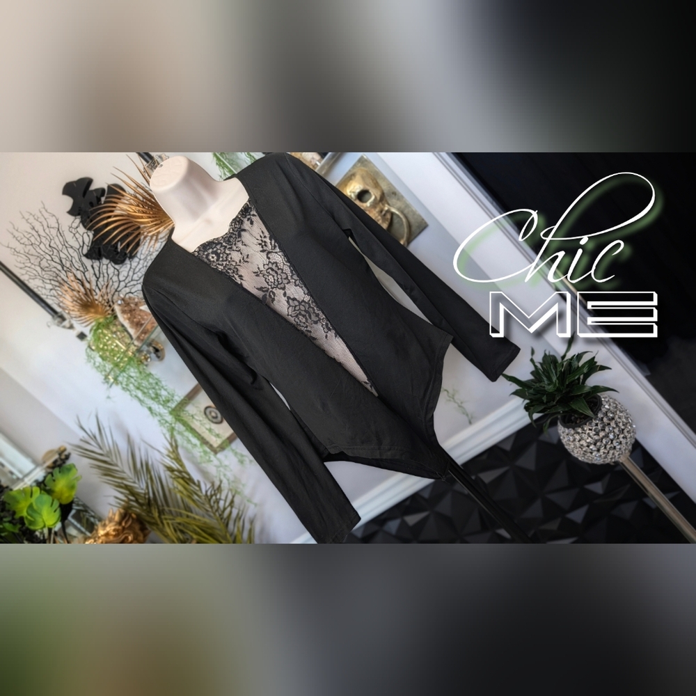 ChicMe Black Lace Body Suit Yoga Shapewear Romper LG